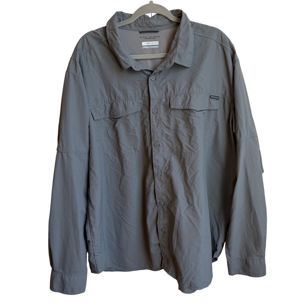 Columbia Silver Ridge Shirt Mens XXL Gray Long Sleeve Omni-Shade Vented Hiking
